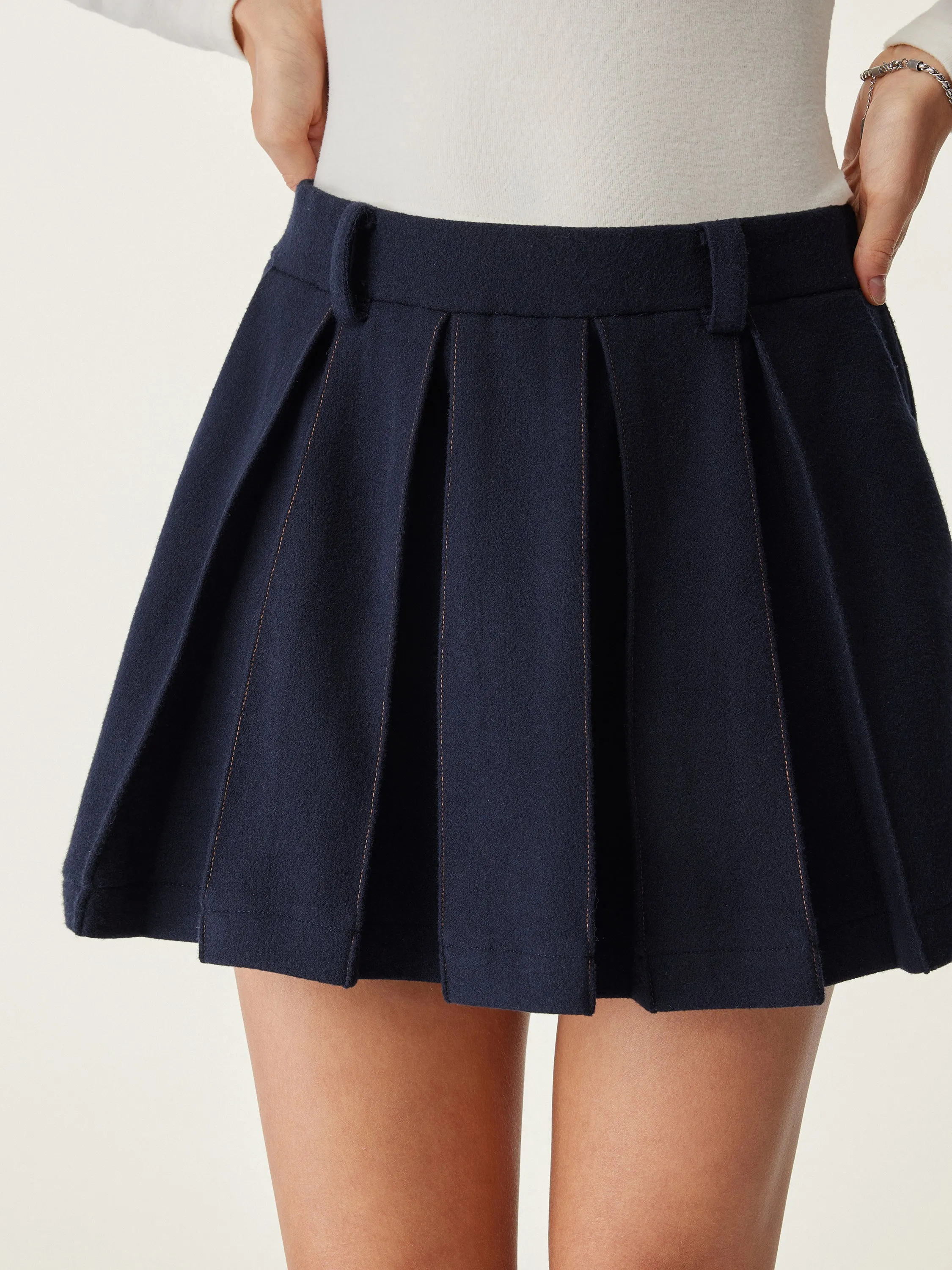 Felt Texture Pleated Mini Skort sold by ogl move product image thumbnail 3