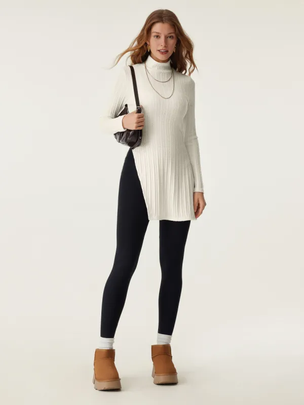 Cable Texture Mockneck Side Slit Tunic Top sold by ogl move