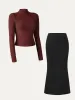 2Pcs Set Thermal Brushed Mock Neck Crop Top & Timeless Maxi Mermaid Skirt sold by ogl move
