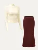 2Pcs Set Thermal Brushed Mock Neck Crop Top & Timeless Maxi Mermaid Skirt sold by ogl move
