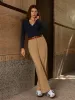 2Pcs Set Collared Surplice Top & Effortless Slim Straight Leg Work Pants sold by ogl move