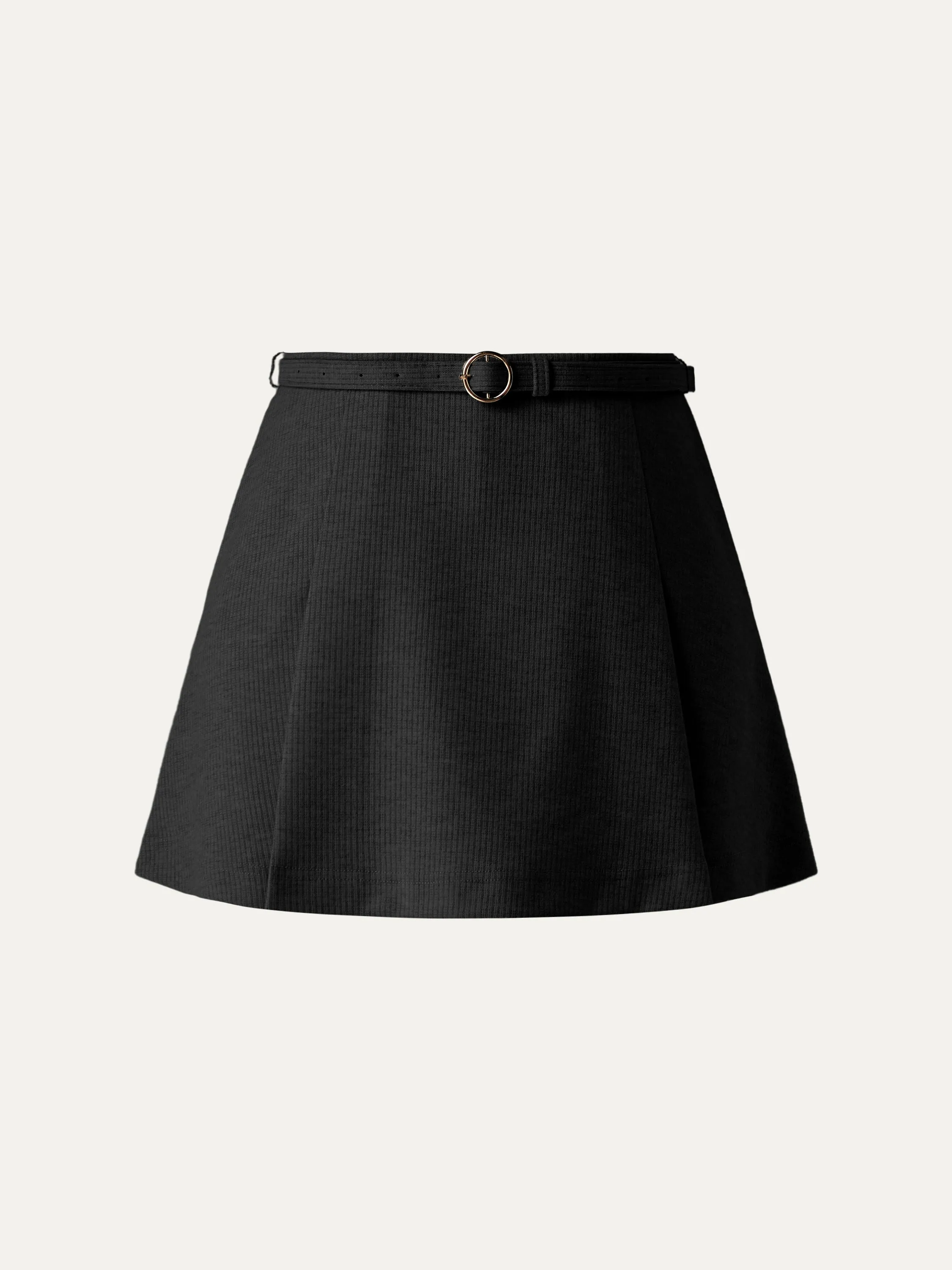 2Pcs Set Mock Neck Crop Top & Belted Pleat Mini Skirt With Shorts sold by ogl move product image thumbnail 3