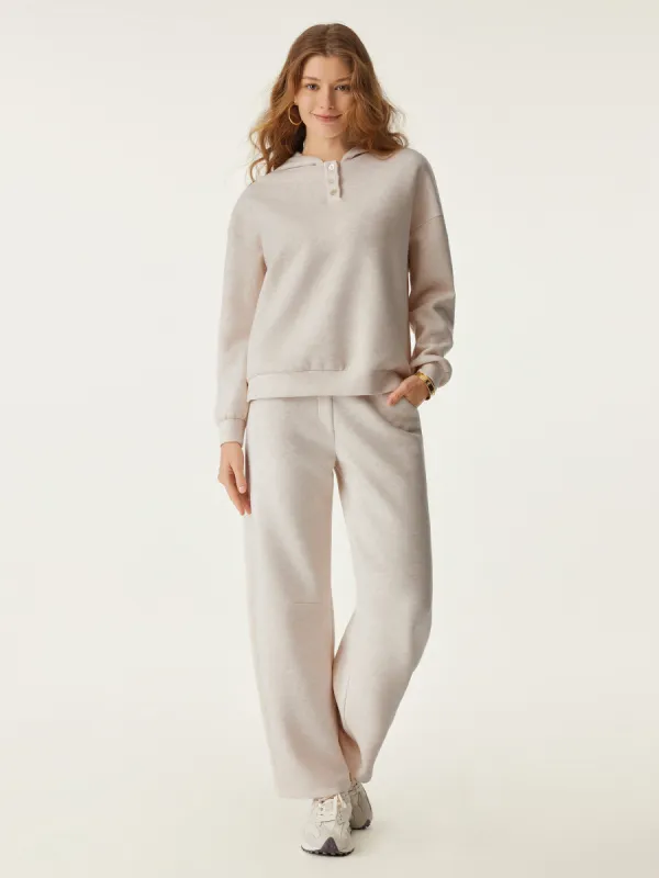 2Pcs Set Half Button Down Roomy Hoodie & Cozy Barrel Leg Pant sold by ogl move