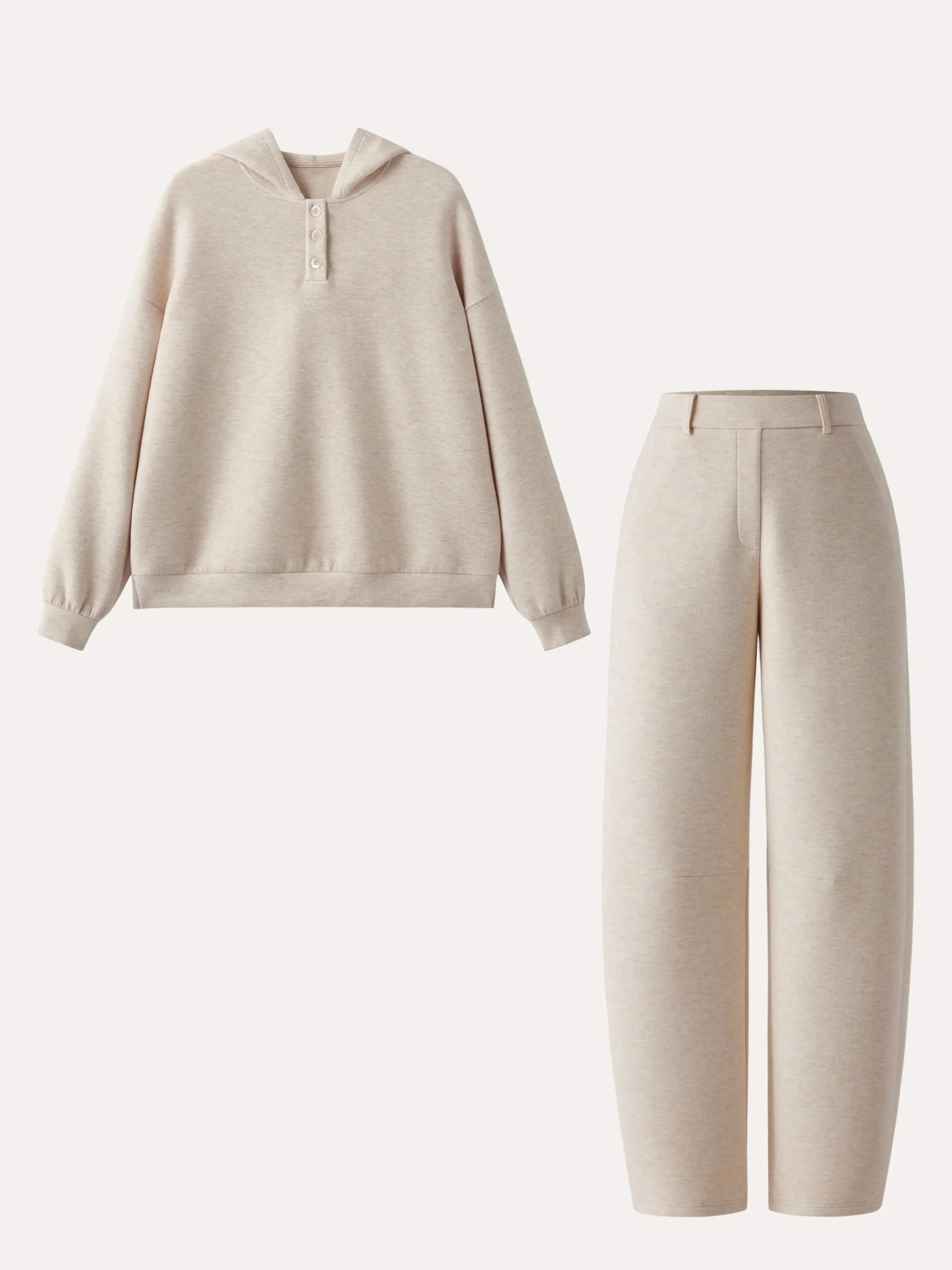 2Pcs Set Half Button Down Roomy Hoodie & Cozy Barrel Leg Pant sold by ogl move product image thumbnail 2
