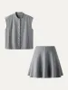 2Pcs Set High Collar Loose Jacket & Flare Hem Mini Skirt sold by ogl move