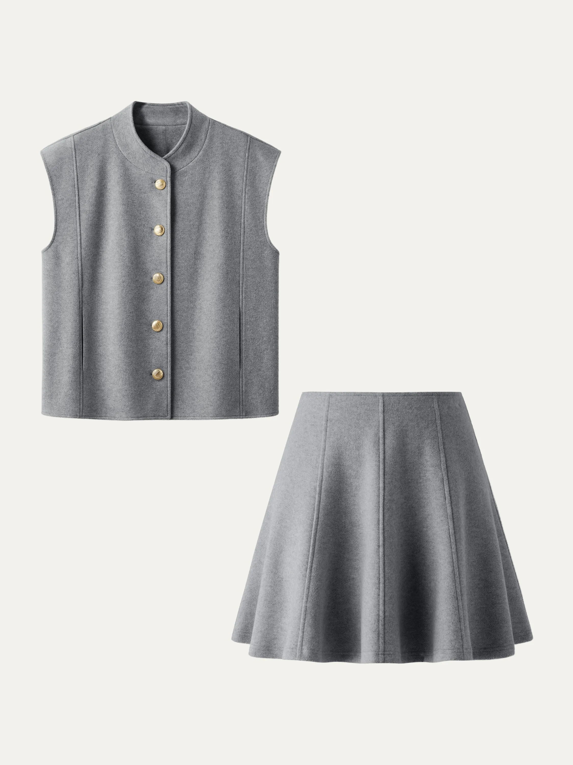 2Pcs Set High Collar Loose Jacket & Flare Hem Mini Skirt sold by ogl move product image thumbnail 4
