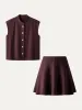 2Pcs Set High Collar Loose Jacket & Flare Hem Mini Skirt sold by ogl move