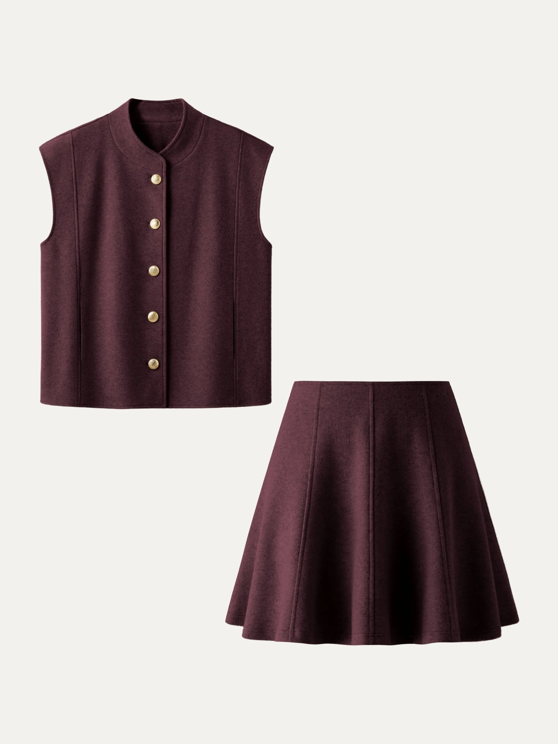 2Pcs Set High Collar Loose Jacket & Flare Hem Mini Skirt sold by ogl move product image thumbnail 5