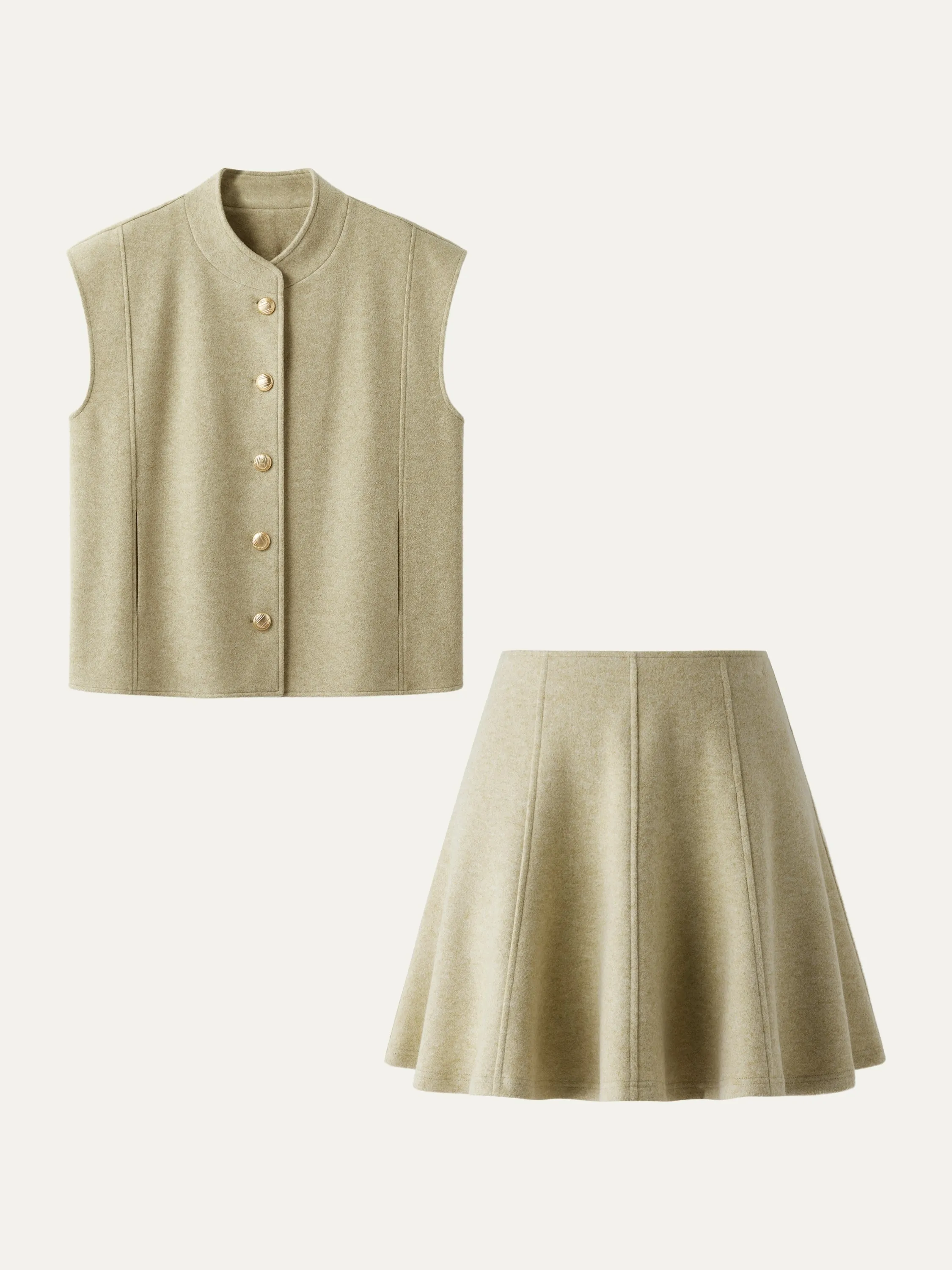 2Pcs Set High Collar Loose Jacket & Flare Hem Mini Skirt sold by ogl move product image thumbnail 2