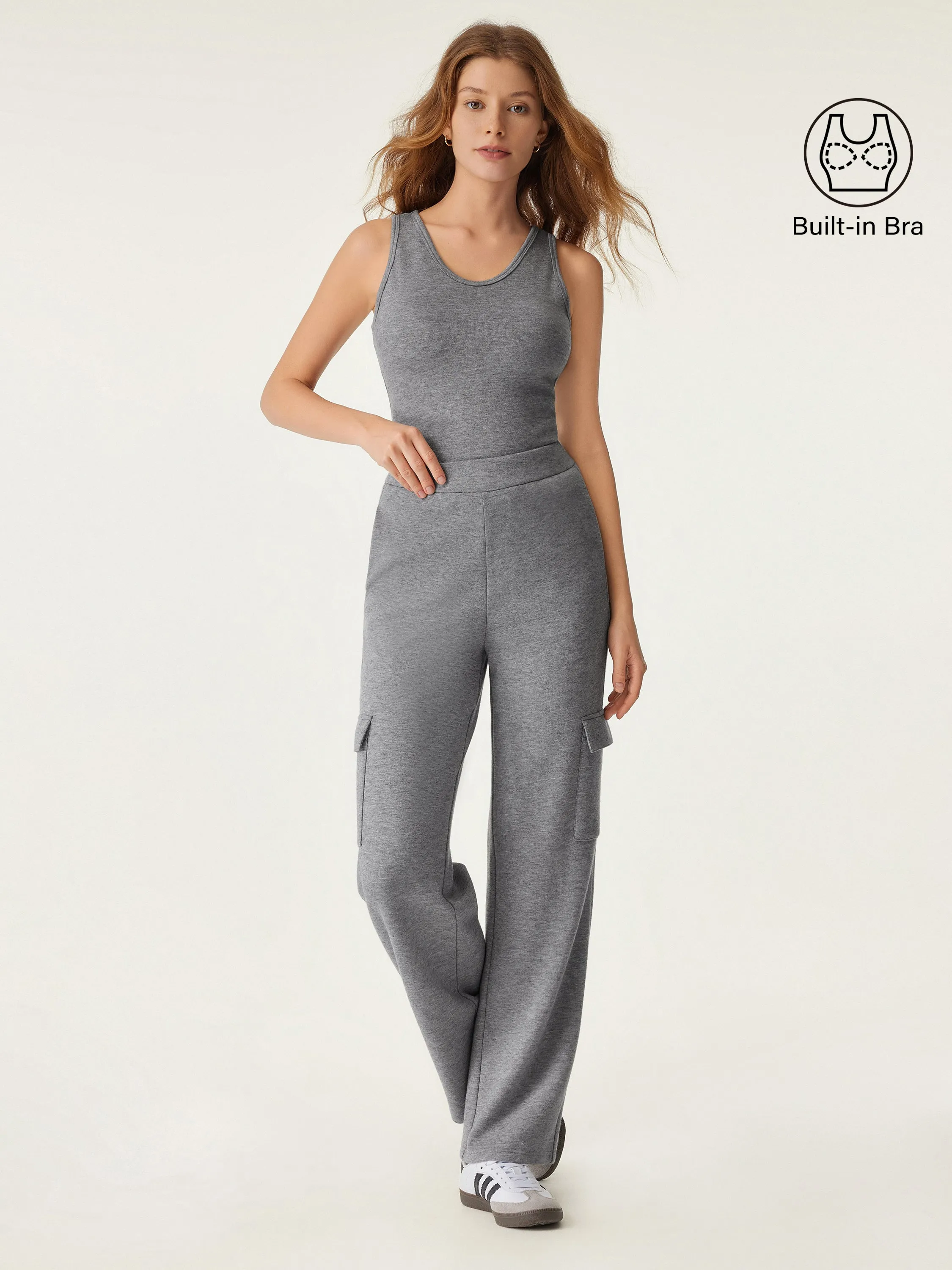 2Pcs Set V Neck Brami Tank Top & High Waisted Straight Cargo Pant sold by ogl move