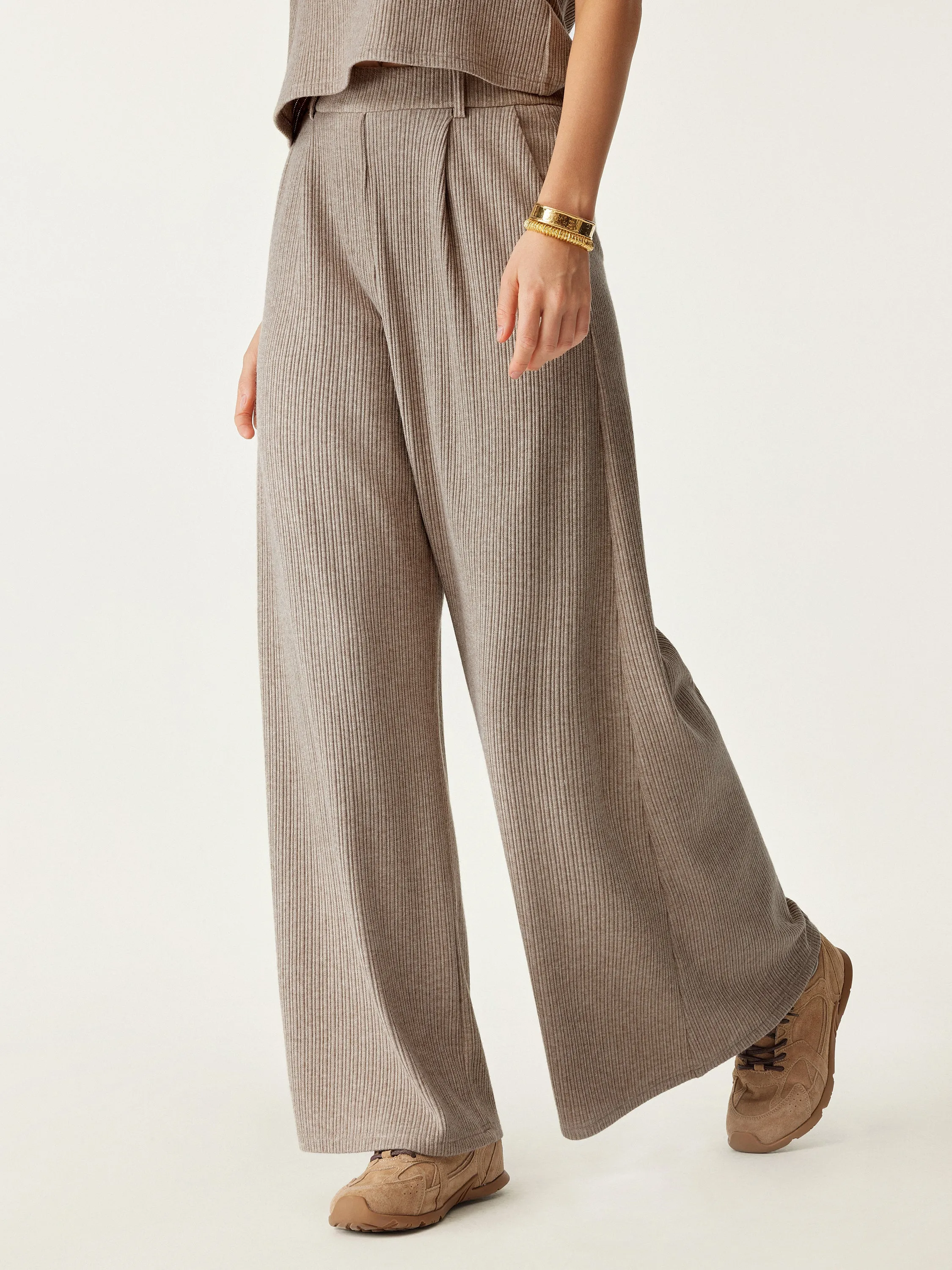 High Waisted Plicated Wide Leg Pant sold by OGLmove product image thumbnail 4