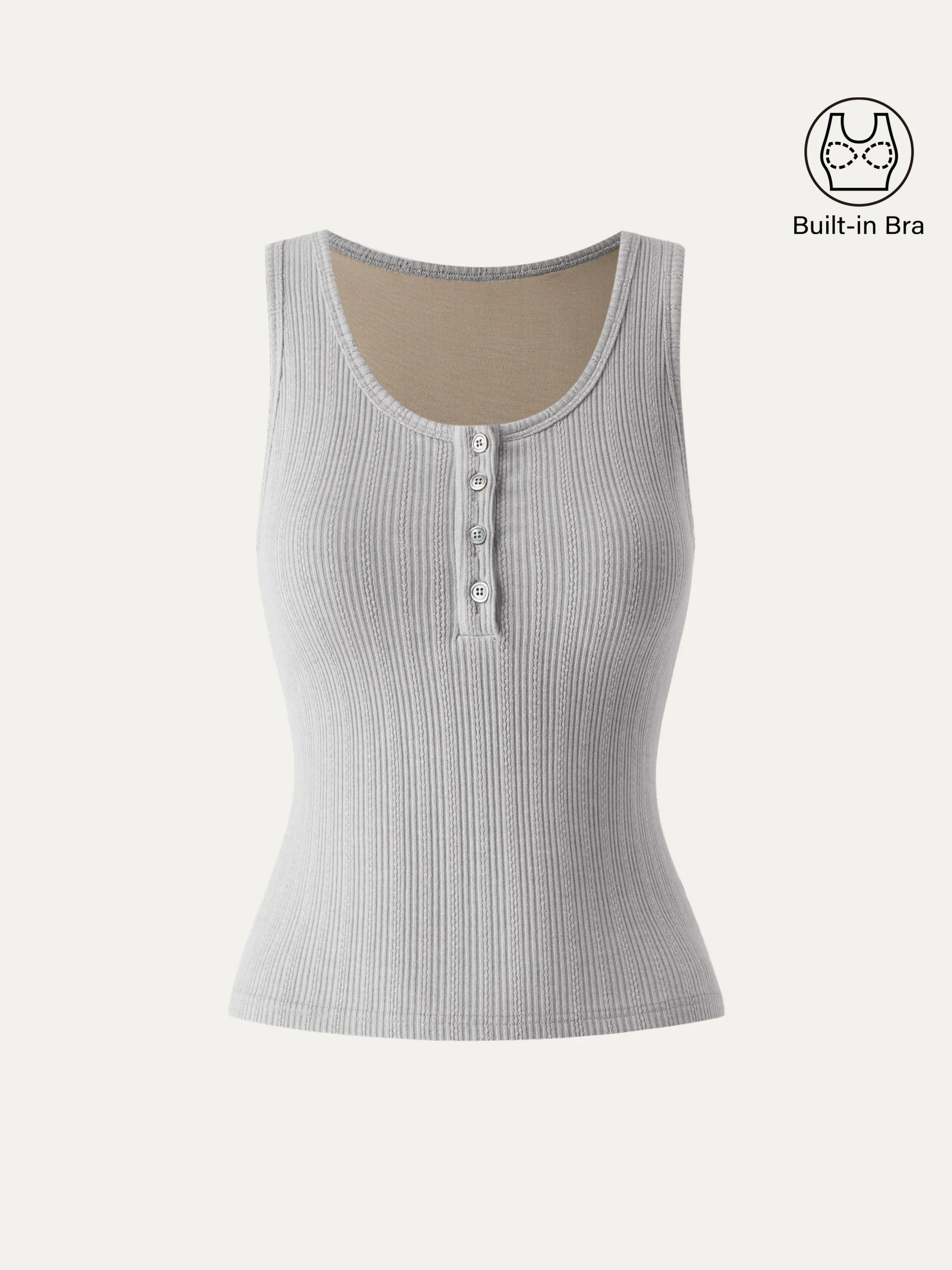 U Neck Button Brami Tank Top sold by ogl move product image thumbnail 2