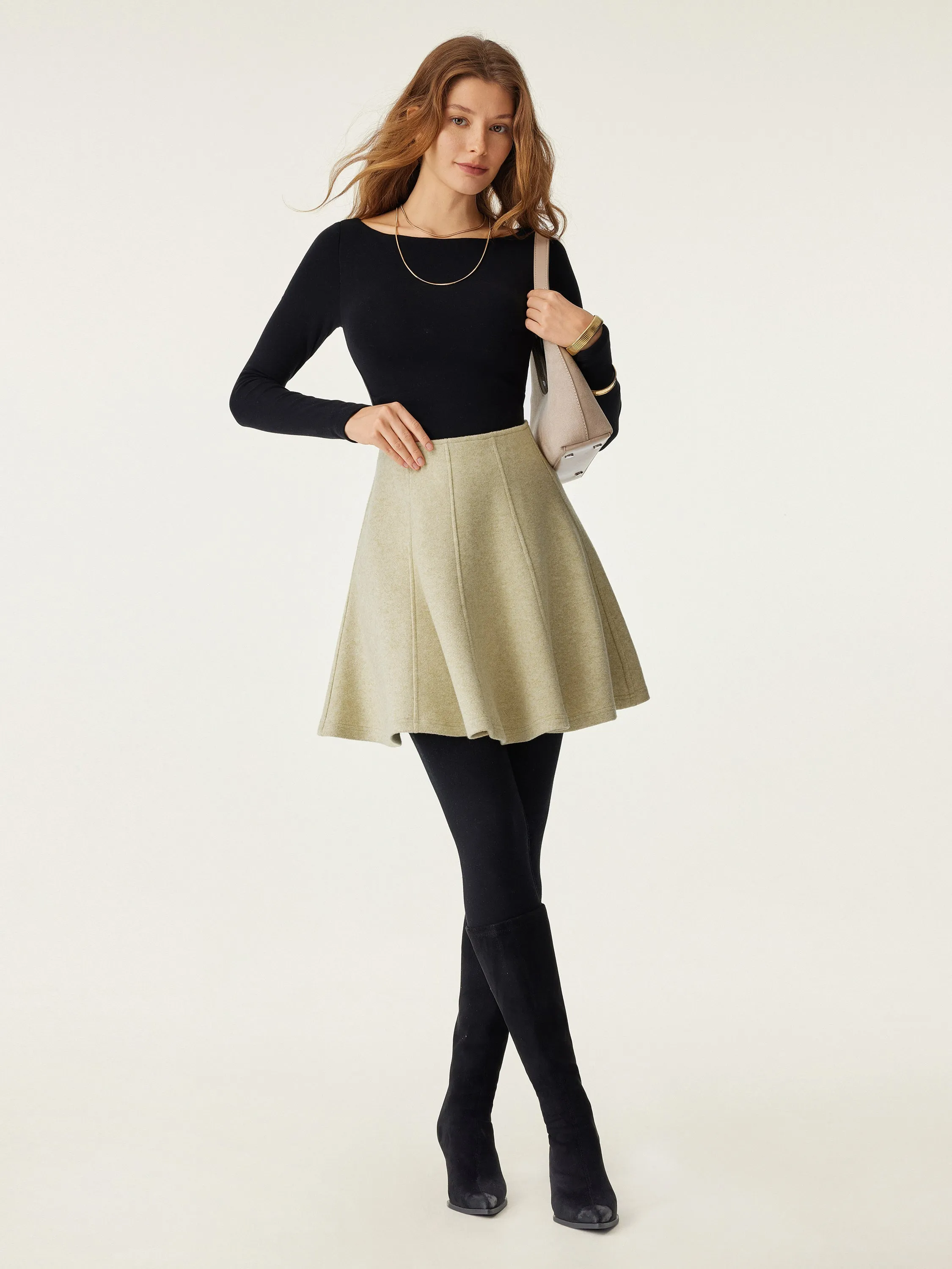 High Waisted Flare Hem Mini Skirt sold by OGLmove