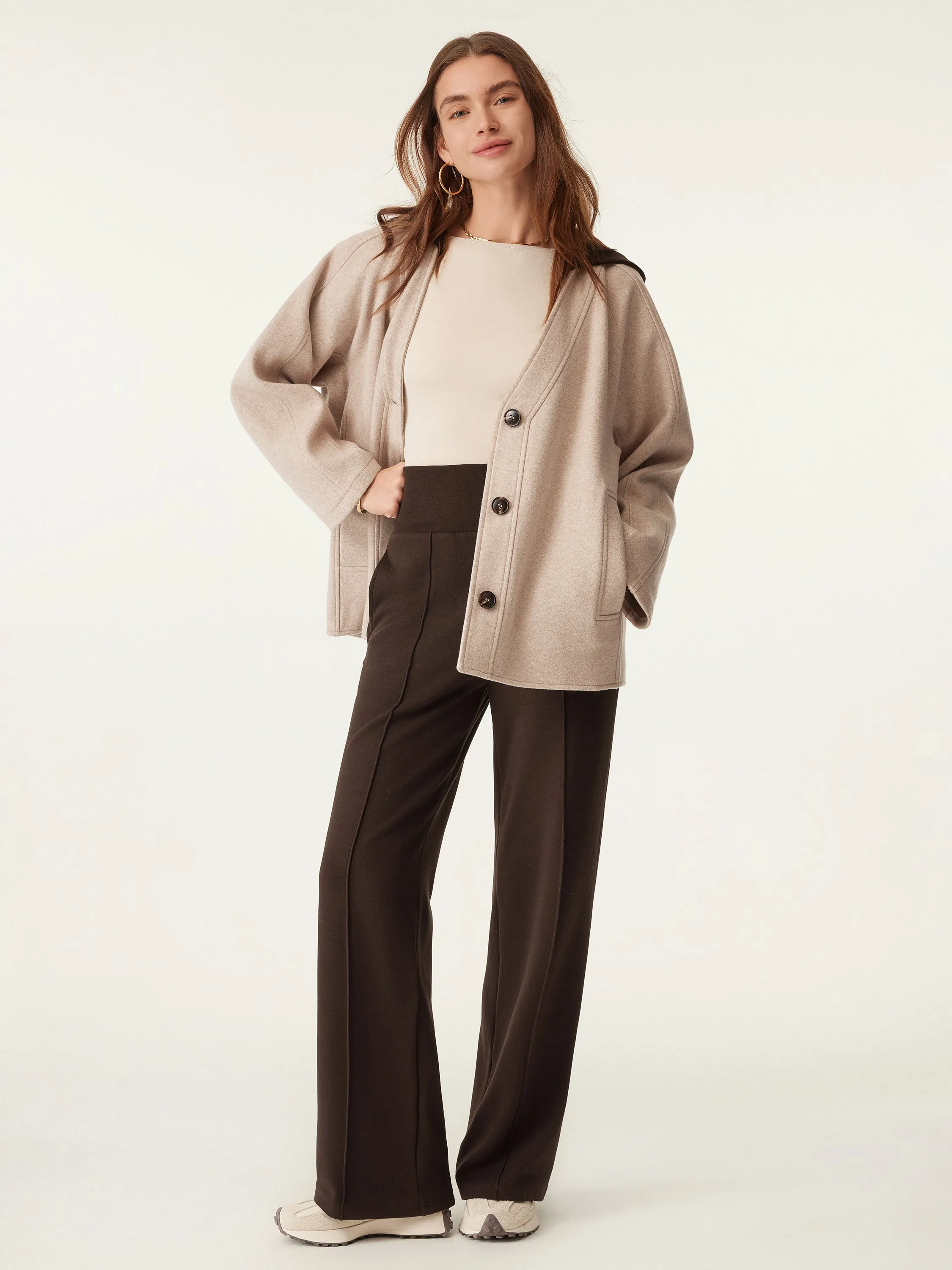 2Pcs Set Detachable-Hood Short Coat & Pin-Tuck Pant sold by ogl move