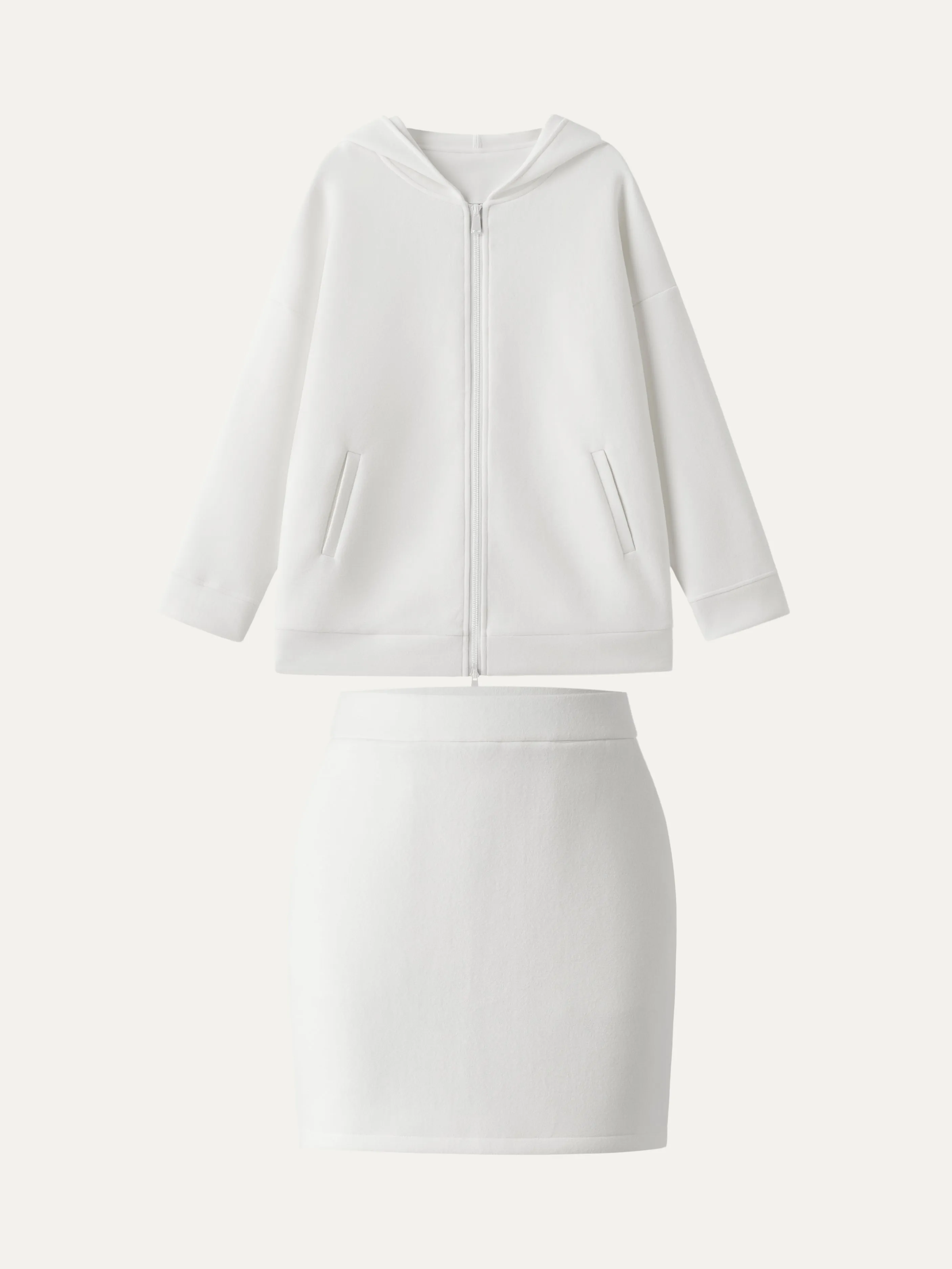 2Pcs Set Two-Way Zip Hooded Sweatshirt Jacket & Pull-On Mini Skirt sold by ogl move product image thumbnail 3