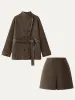 2Pcs Set Trimmed Coat With Belt & Vent Front Pull-On Skort sold by ogl move