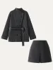 2Pcs Set Trimmed Coat With Belt & Vent Front Pull-On Skort sold by ogl move