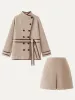 2Pcs Set Trimmed Coat With Belt & Vent Front Pull-On Skort sold by ogl move