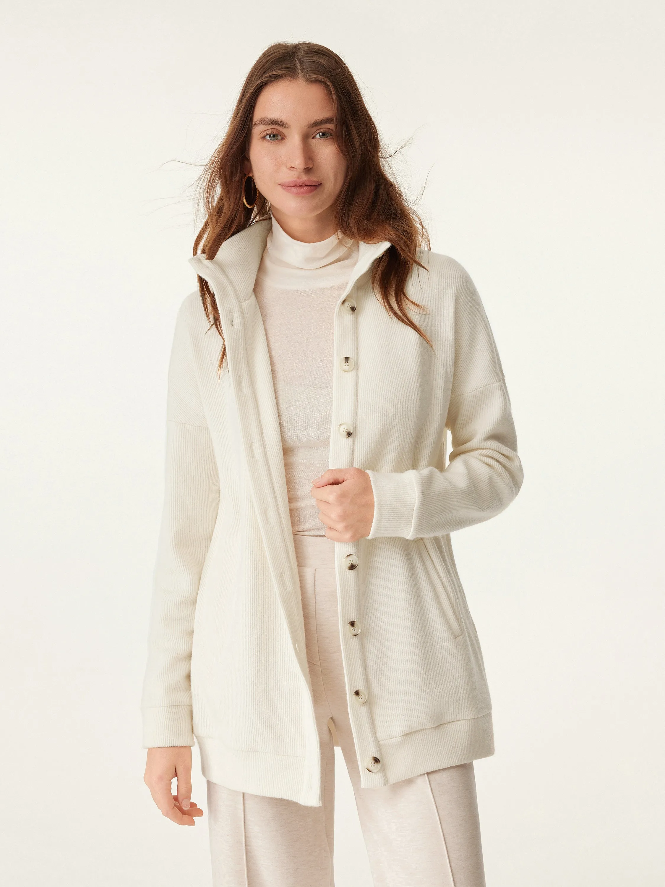Stand Collar Button Down Cardigan sold by ogl move product image thumbnail 2