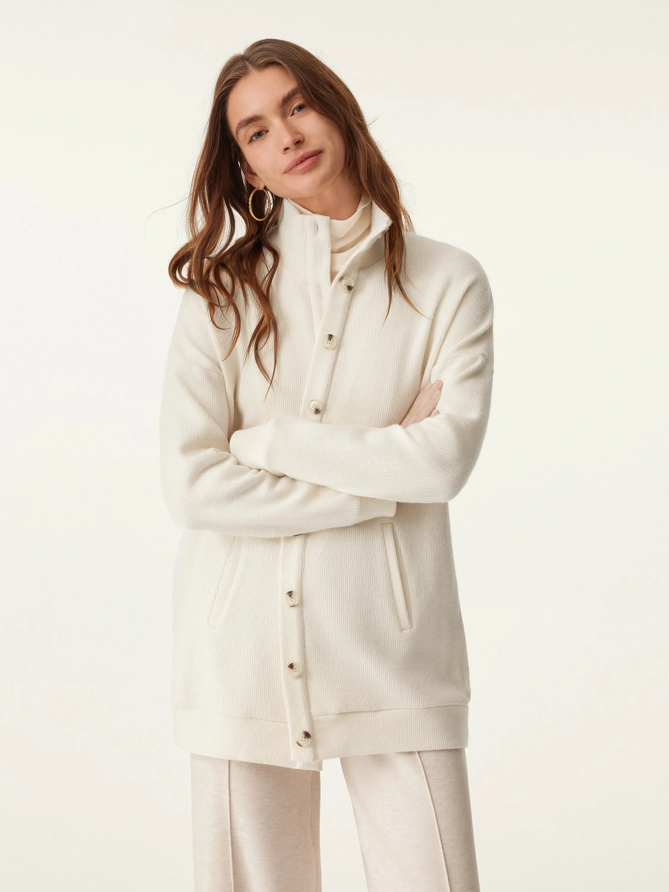 Stand Collar Button Down Cardigan sold by ogl move
