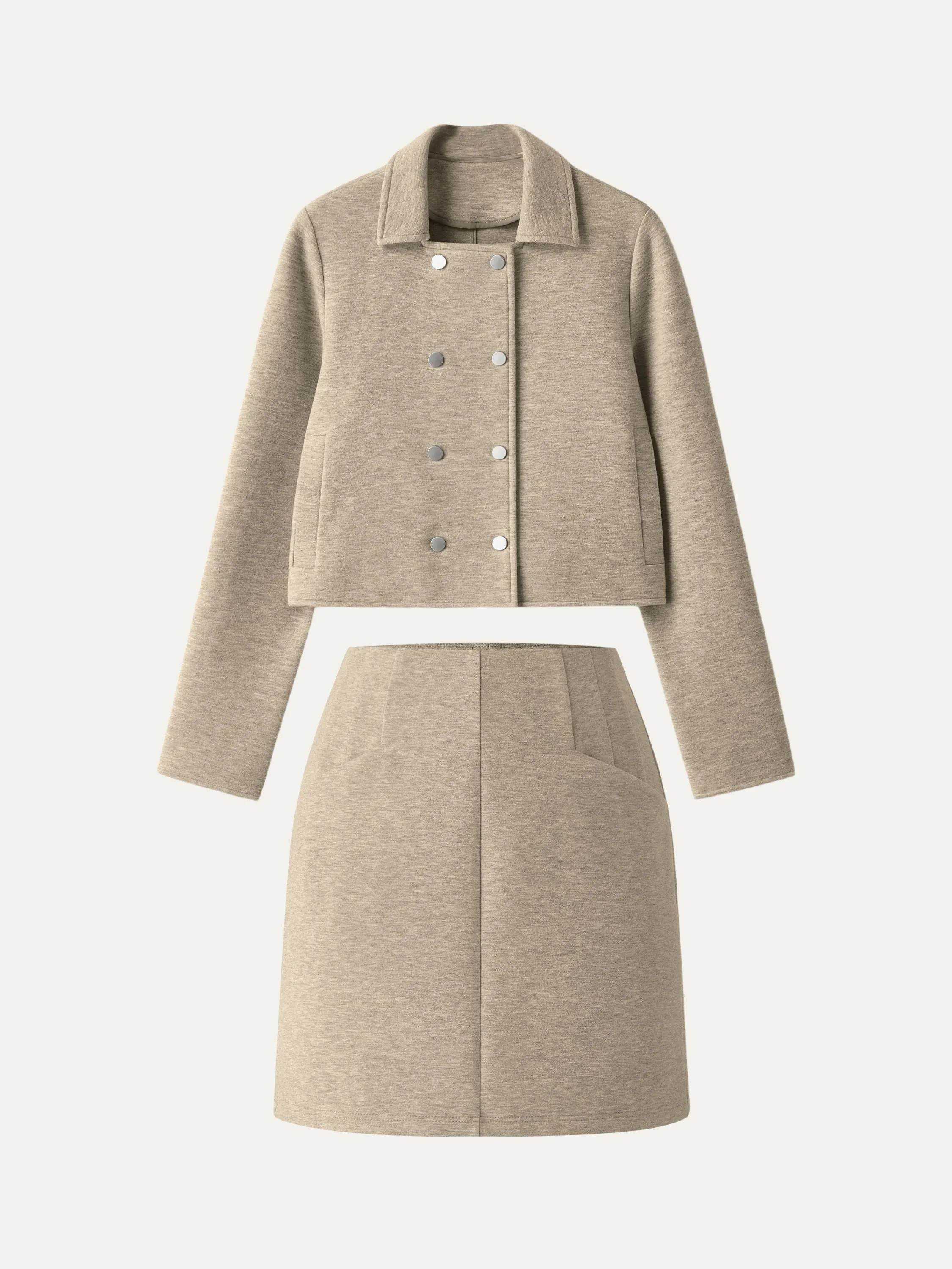 2Pcs Set Cropped Jacket & High Waisted Panel Mini Skirt sold by ogl move product image thumbnail 4