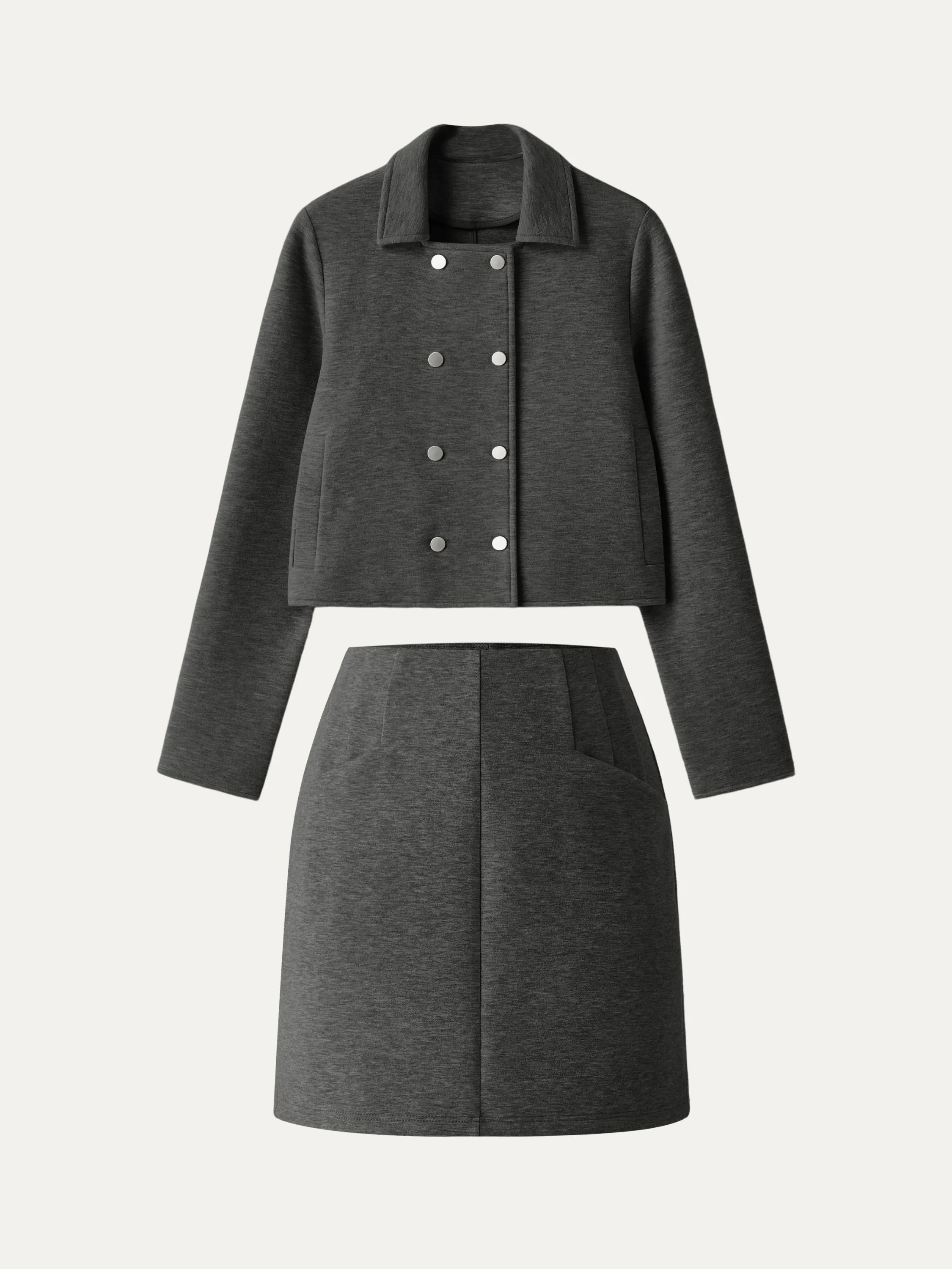 2Pcs Set Cropped Jacket & High Waisted Panel Mini Skirt sold by ogl move product image thumbnail 5