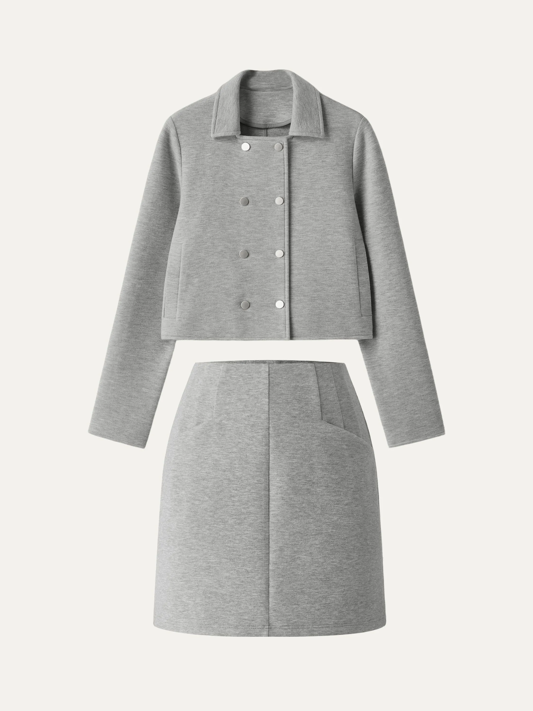 2Pcs Set Cropped Jacket & High Waisted Panel Mini Skirt sold by ogl move product image thumbnail 2