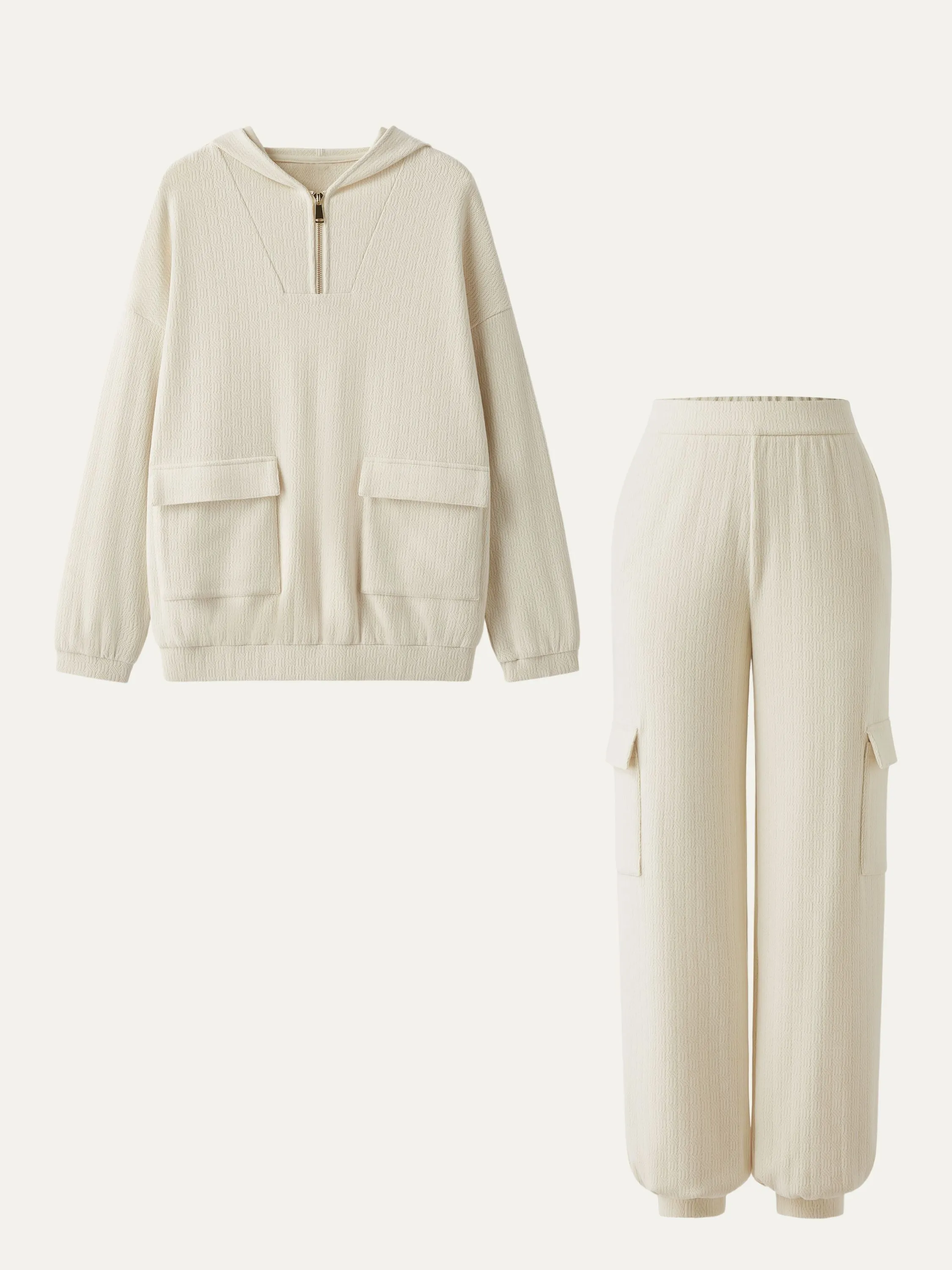 2Pcs Set Half Zip Oversize Hoodie & High Waisted Cargo Joggers sold by ogl move product image thumbnail 2