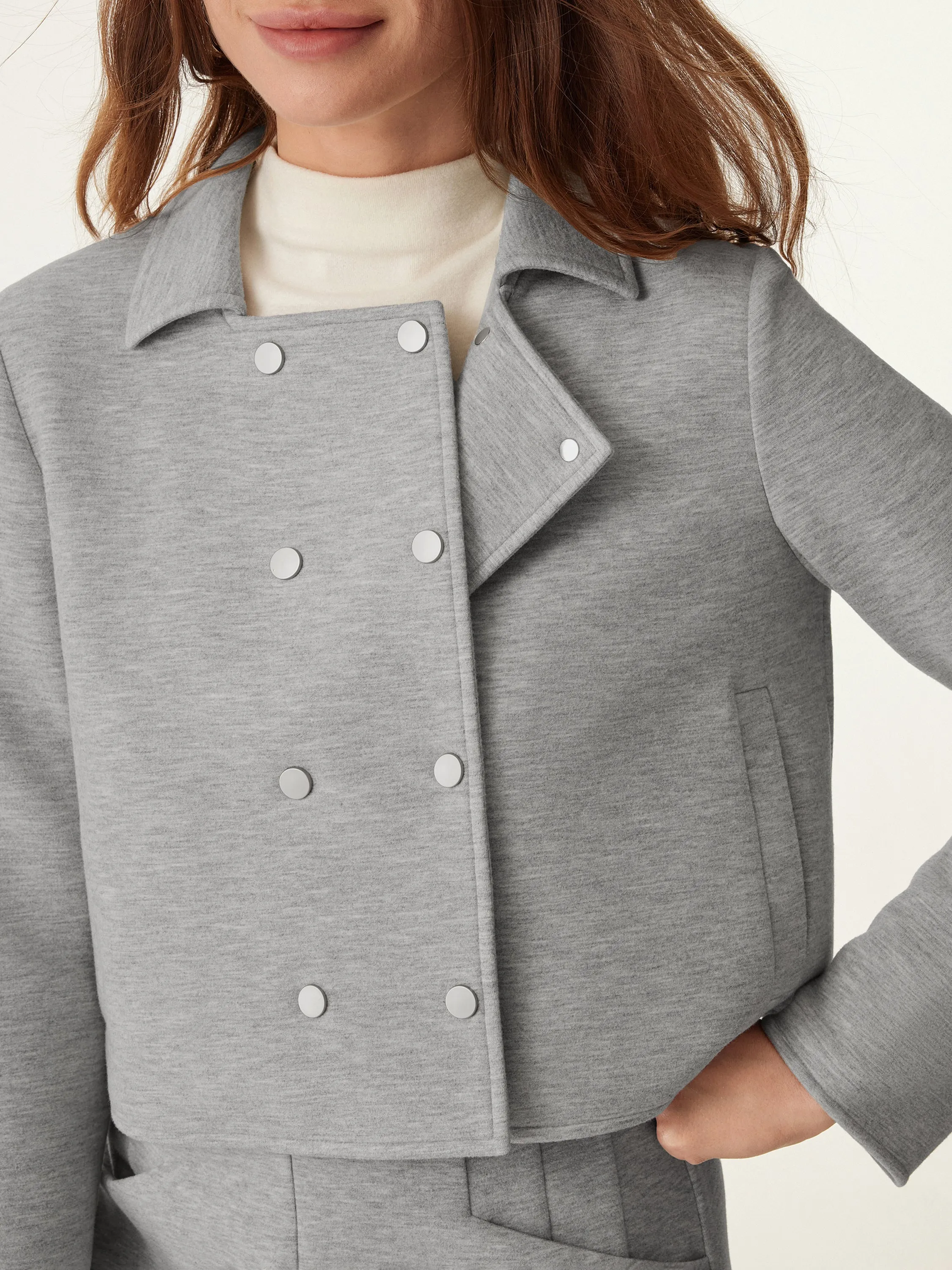 Double Snap Button Cropped Jacket sold by ogl move product image thumbnail 3