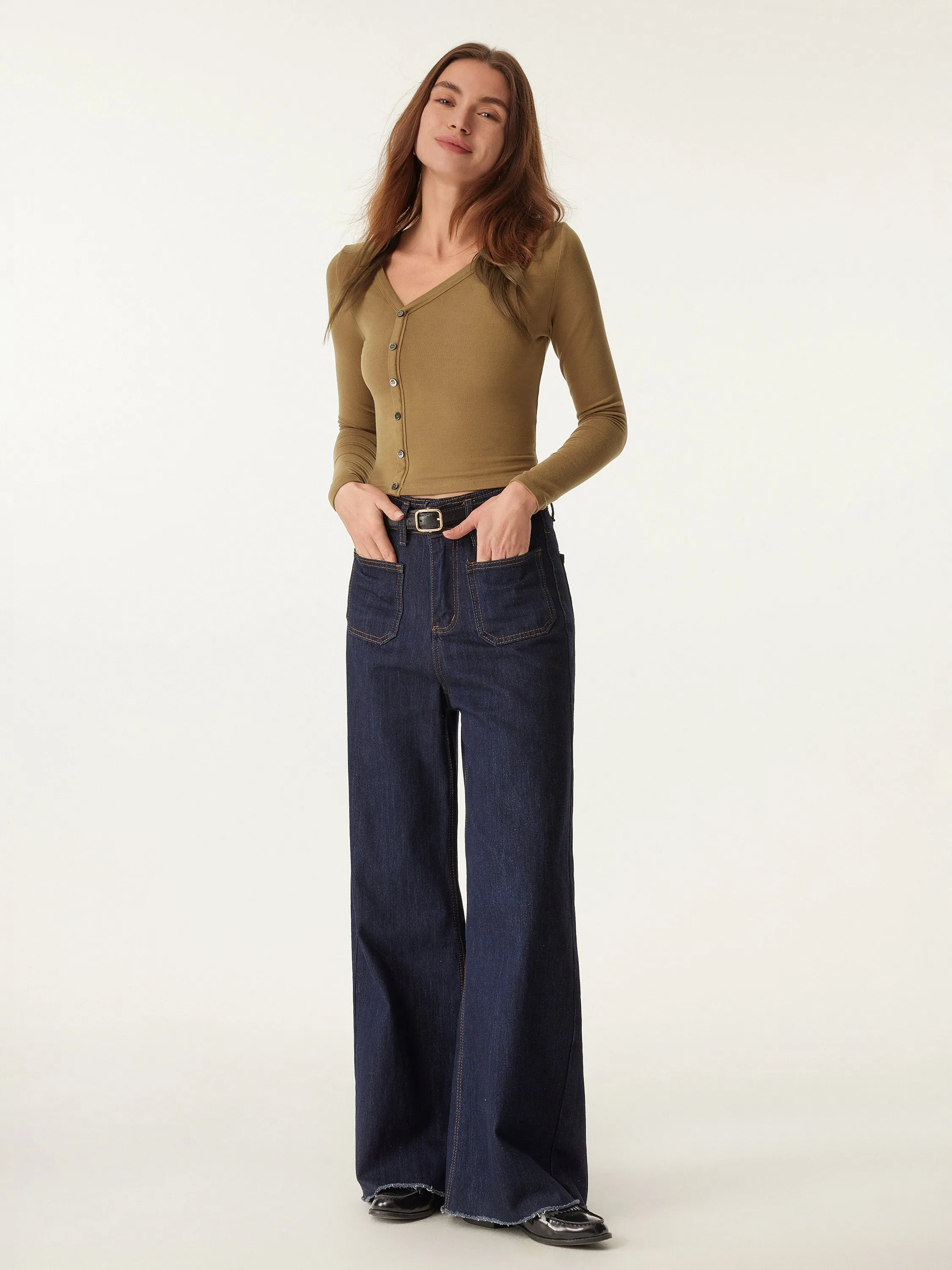 Asymmetry Neck Button Cropped Top sold by ogl move product image thumbnail 4