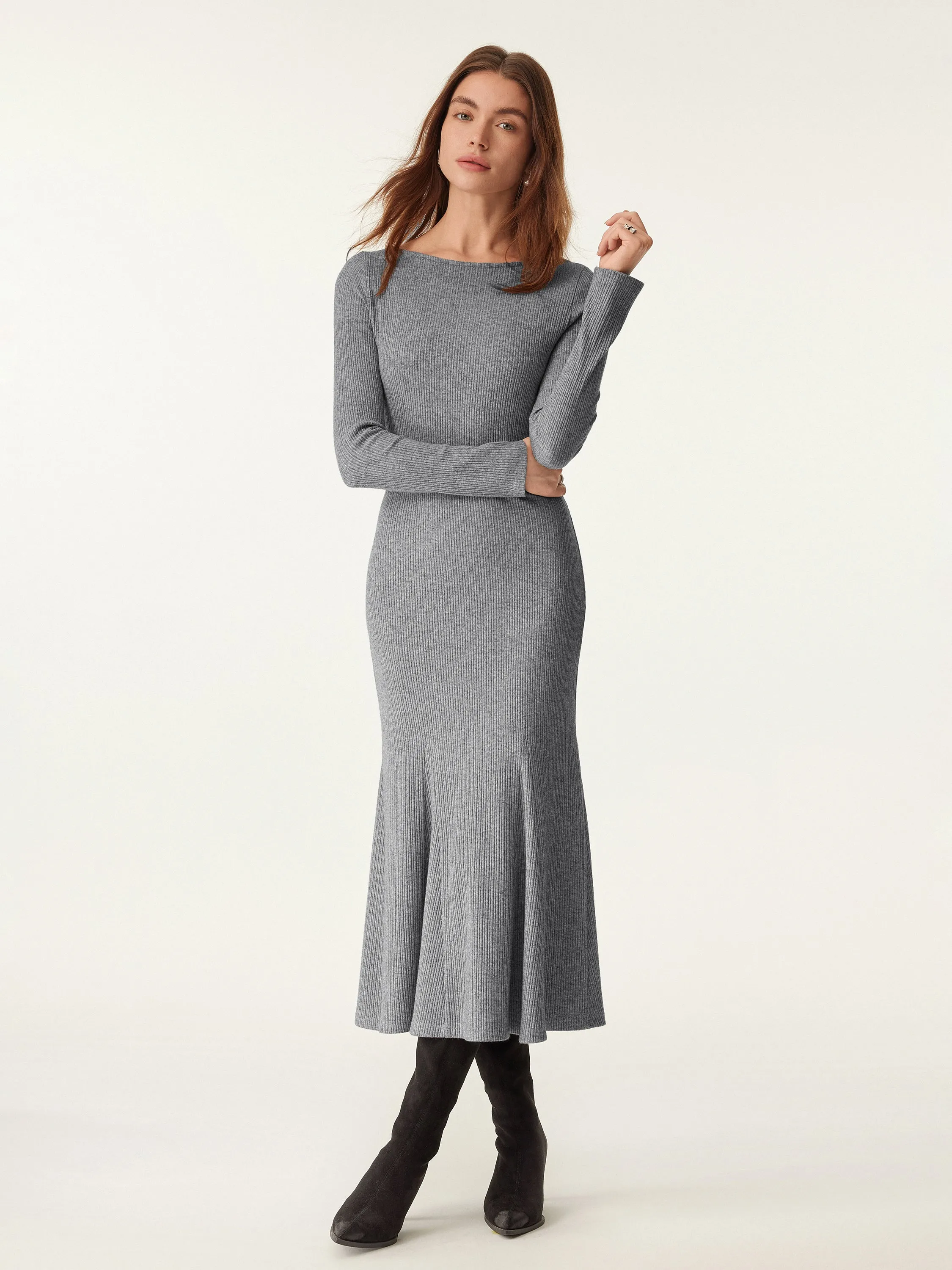 Boatneck Flare Midi Dress sold by ogl move product image thumbnail 4