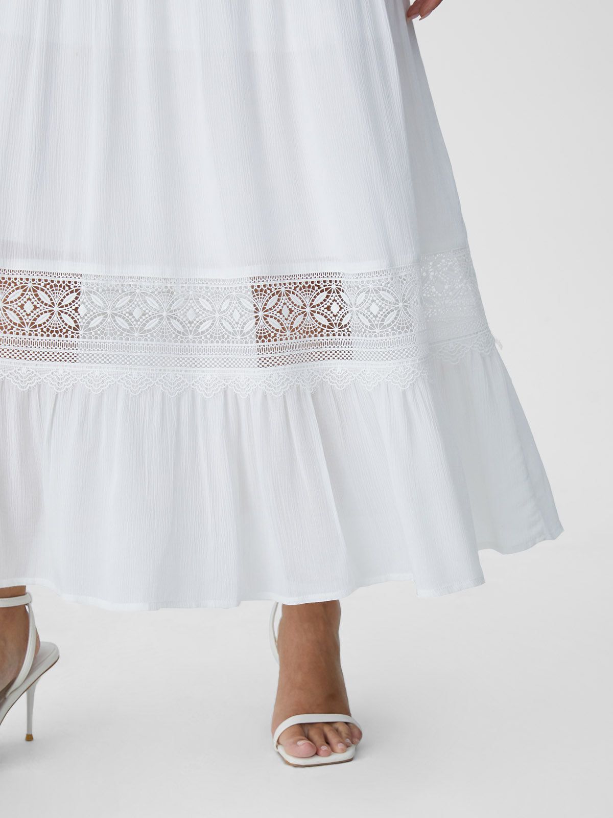 Lace Panel Elastic Waist Midi Skirt sold by ogl move product image thumbnail 4