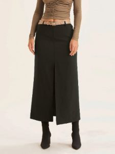 Wool Blend Midi Skirt With Split Hem sold by ogl move