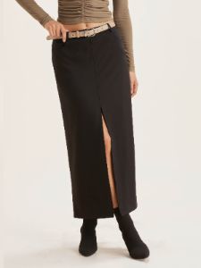 Wool Blend Midi Skirt With Split Hem sold by ogl move