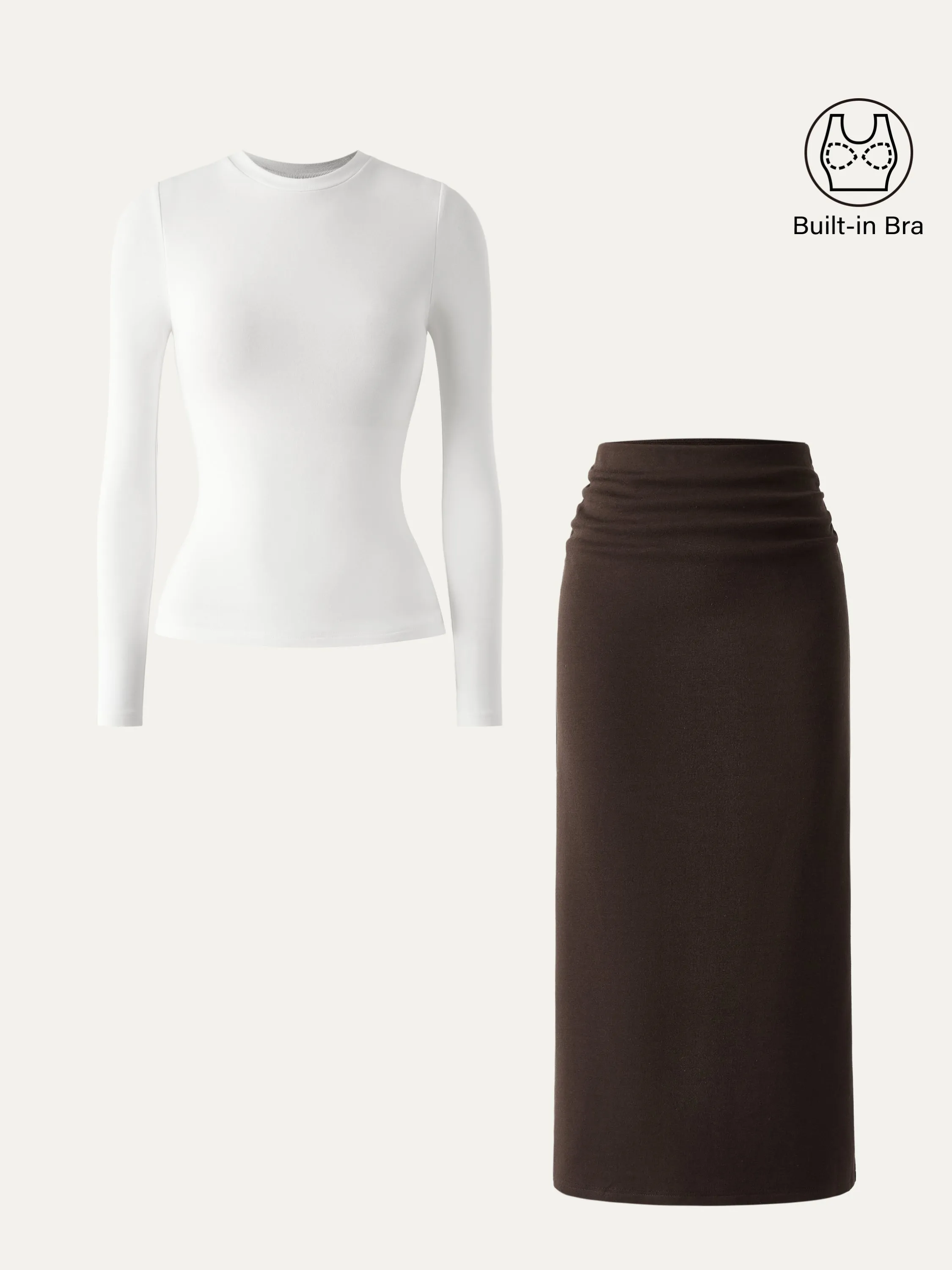 2Pcs Set Crew Brami Top & Pencil Maxi Skirt sold by ogl move product image thumbnail 2