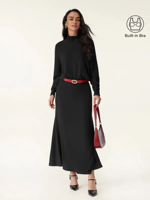 2Pcs Set Mockneck Batwing Brami Top & Knit Midi Skirt sold by ogl move
