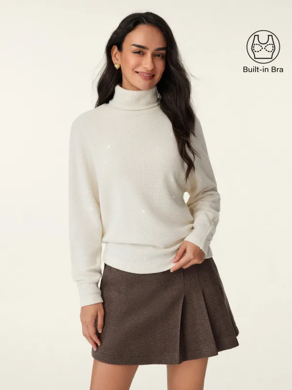 Shimmering Tinsel Knit Turtleneck Brami Top sold by ogl move