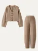 2Pcs Set V-neck Cardigan & Harem Pants Elastic Waistband sold by ogl move