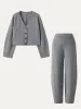 2Pcs Set V-neck Cardigan & Harem Pants Elastic Waistband sold by ogl move