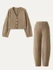 2Pcs Set V-neck Cardigan & Harem Pants Elastic Waistband sold by ogl move