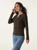 V-Neck Long Sleeve Half-Placket Top sold by ogl move
