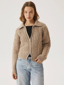 Cable Knit Zip-Up Cardigan sold by ogl move