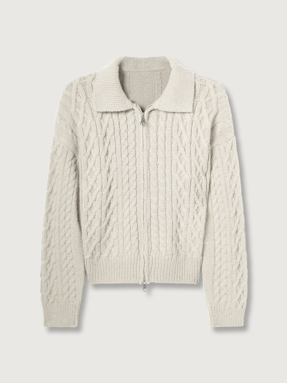 Cable Knit Zip-Up Cardigan sold by ogl move product image thumbnail 8