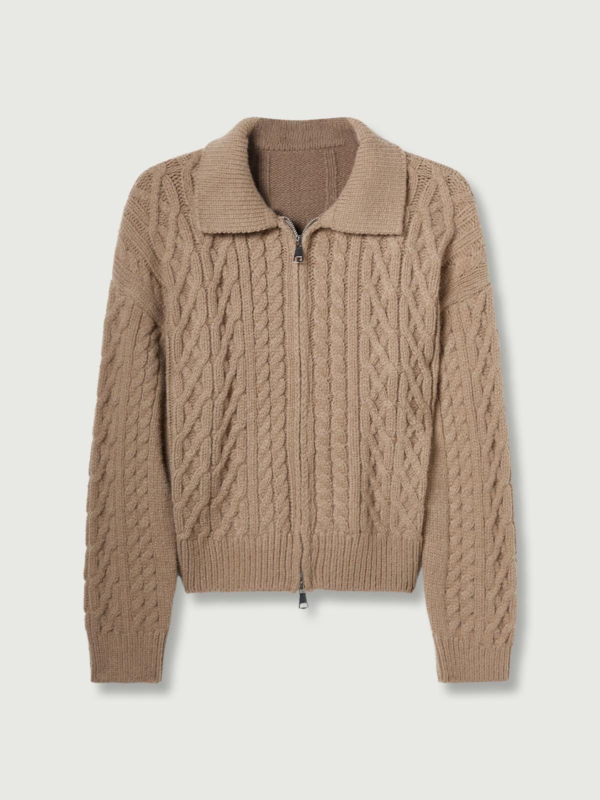Cable Knit Zip-Up Cardigan sold by ogl move product image thumbnail 4