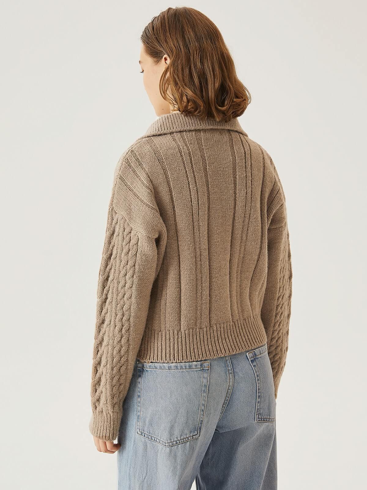 Cable Knit Zip-Up Cardigan sold by ogl move product image thumbnail 7