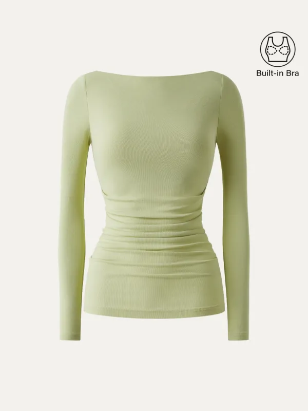 Boat Neck Ruched Lightweight Brami Top sold by OGLmove