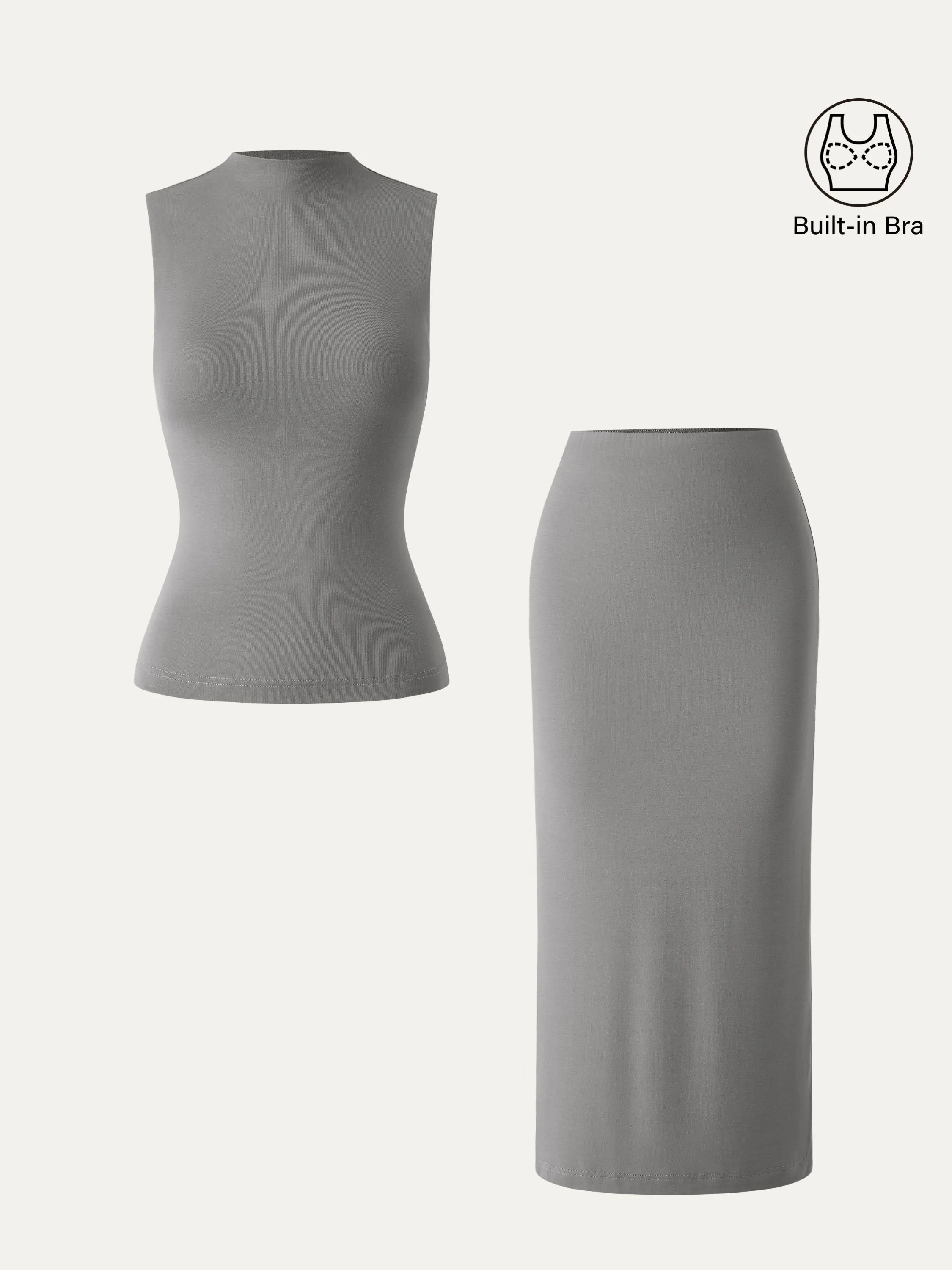 2Pcs Set Mockneck Brami Tank & Column Maxi Skirt sold by ogl move product image thumbnail 5