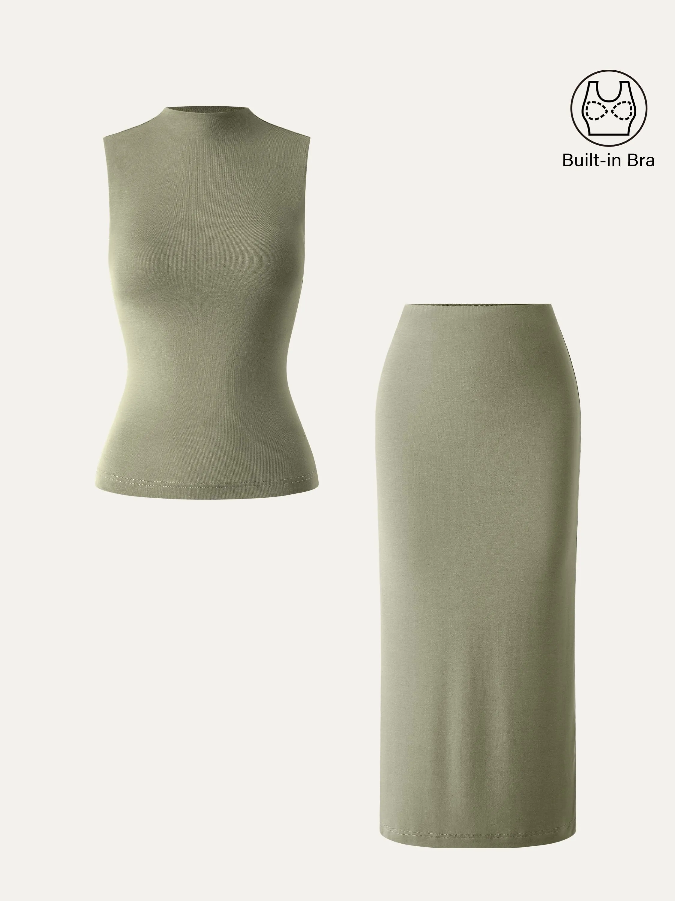 2Pcs Set Mockneck Brami Tank & Column Maxi Skirt sold by ogl move product image thumbnail 2