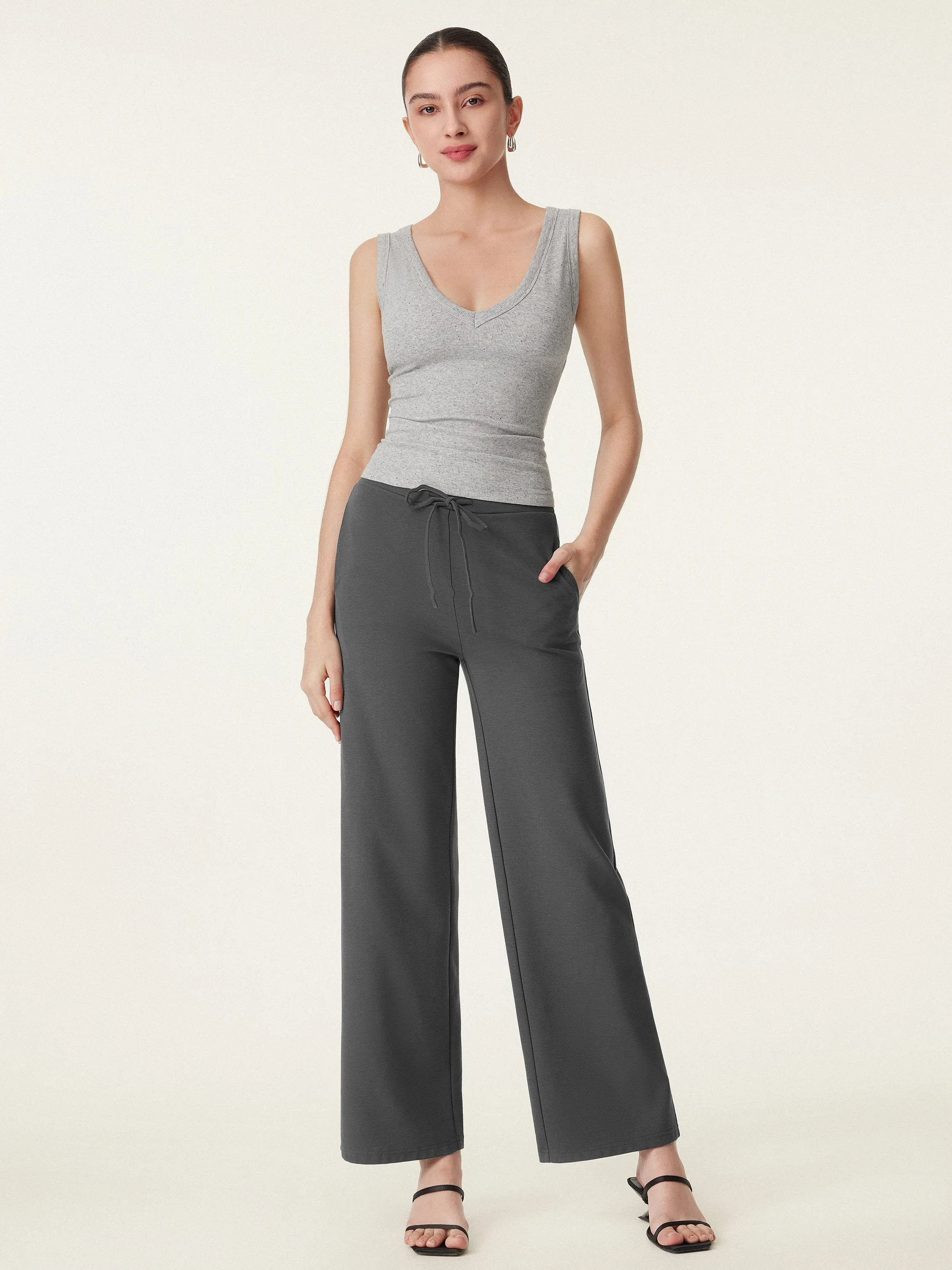 Mid Rise Drawstring Wide Leg Pant with Pockets sold by ogl move product image thumbnail 3