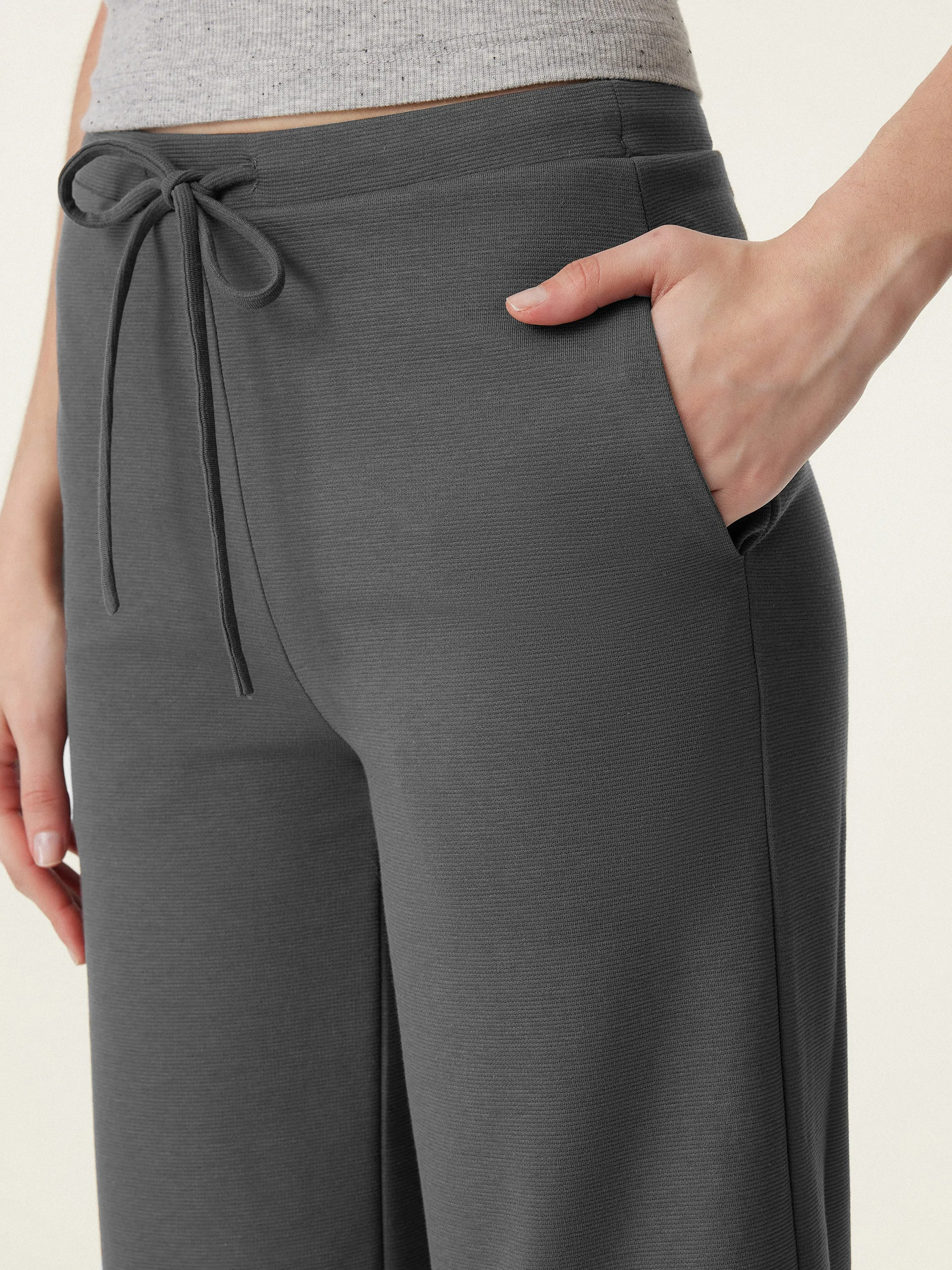 Mid Rise Drawstring Wide Leg Pant with Pockets sold by ogl move product image thumbnail 4